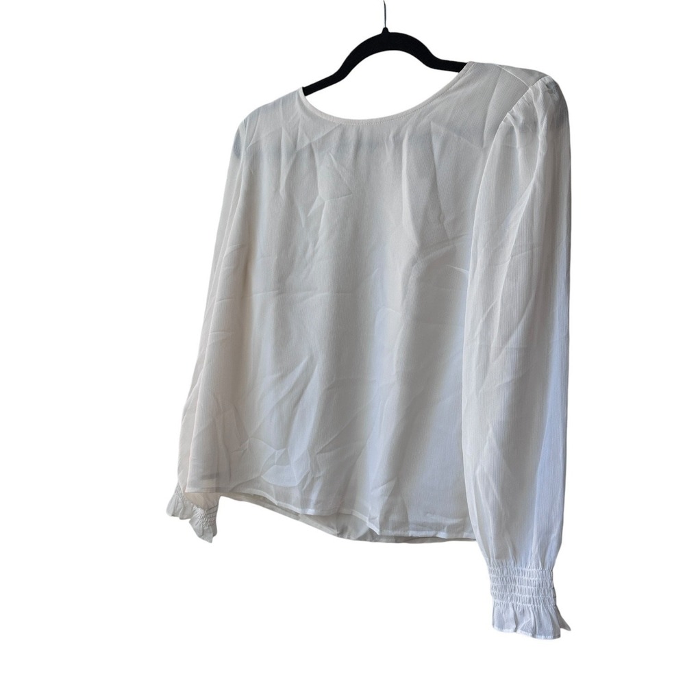 j.crew factory cream‎ white by200 crinkle crew neck top women size petite large